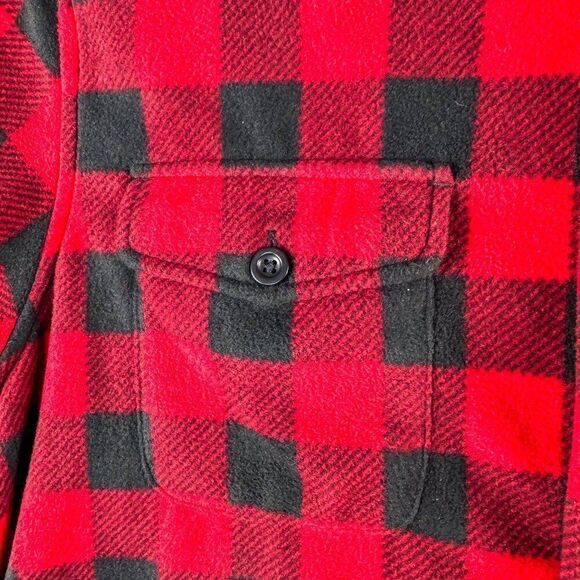 Chaps Buffalo Check Flannel Shacket Mens XL Black Red Plaid Lumberjack Outdoor‎ - Picture 4 of 14